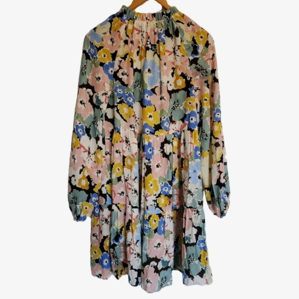 🌸🌺 Yumi Kim Anthropologie Multicolor Floral Mini Midi Dress Long Sleeve - Picture 4 of 5